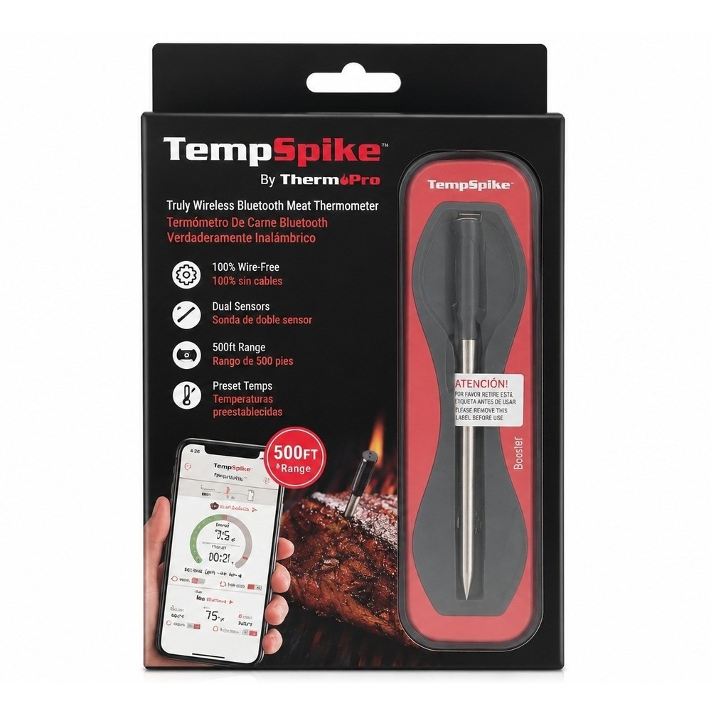 ThermoPro TempSpike Wireless Bluetooth Meat Thermometer TP960W Red NEW